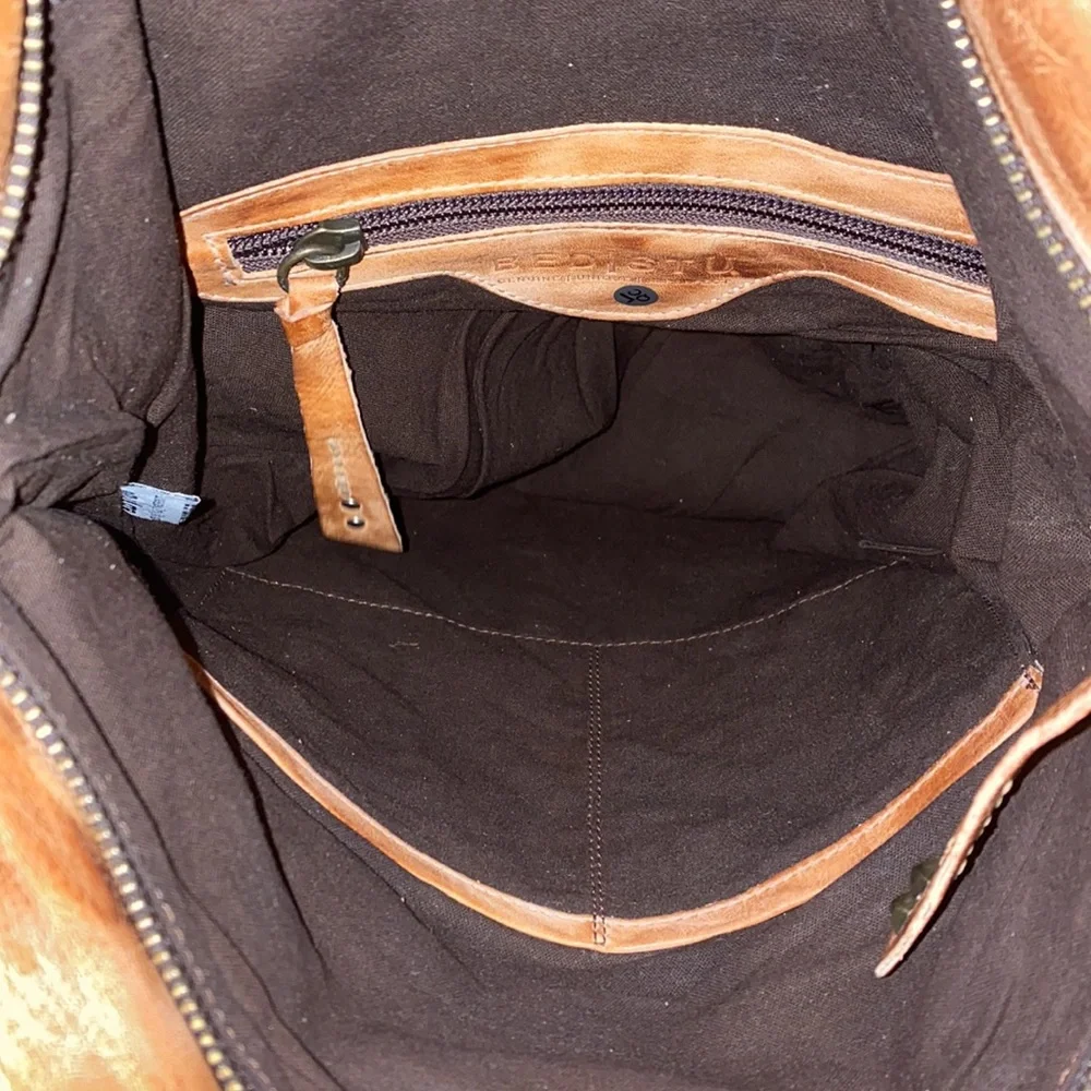 Bed Stu Tan Leather Fold-Top Backpack